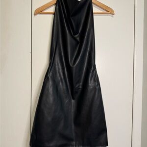 Elegant leather Black Dress